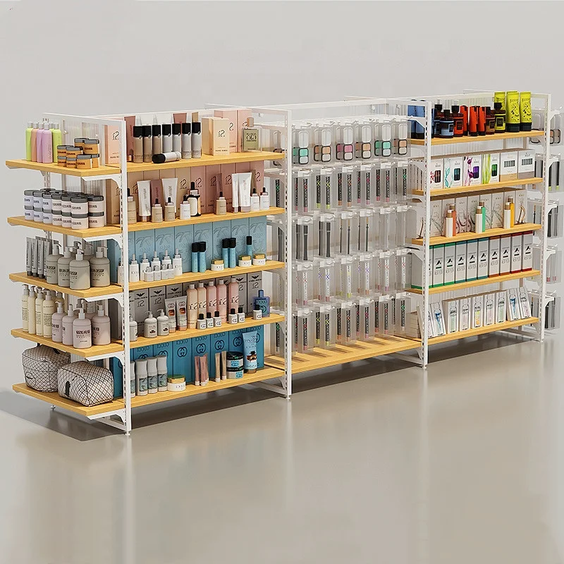 （customized）Convenience Store Retail Shop Shelves Metal Wood Supermarket Shelves Shop Shelving and Stand