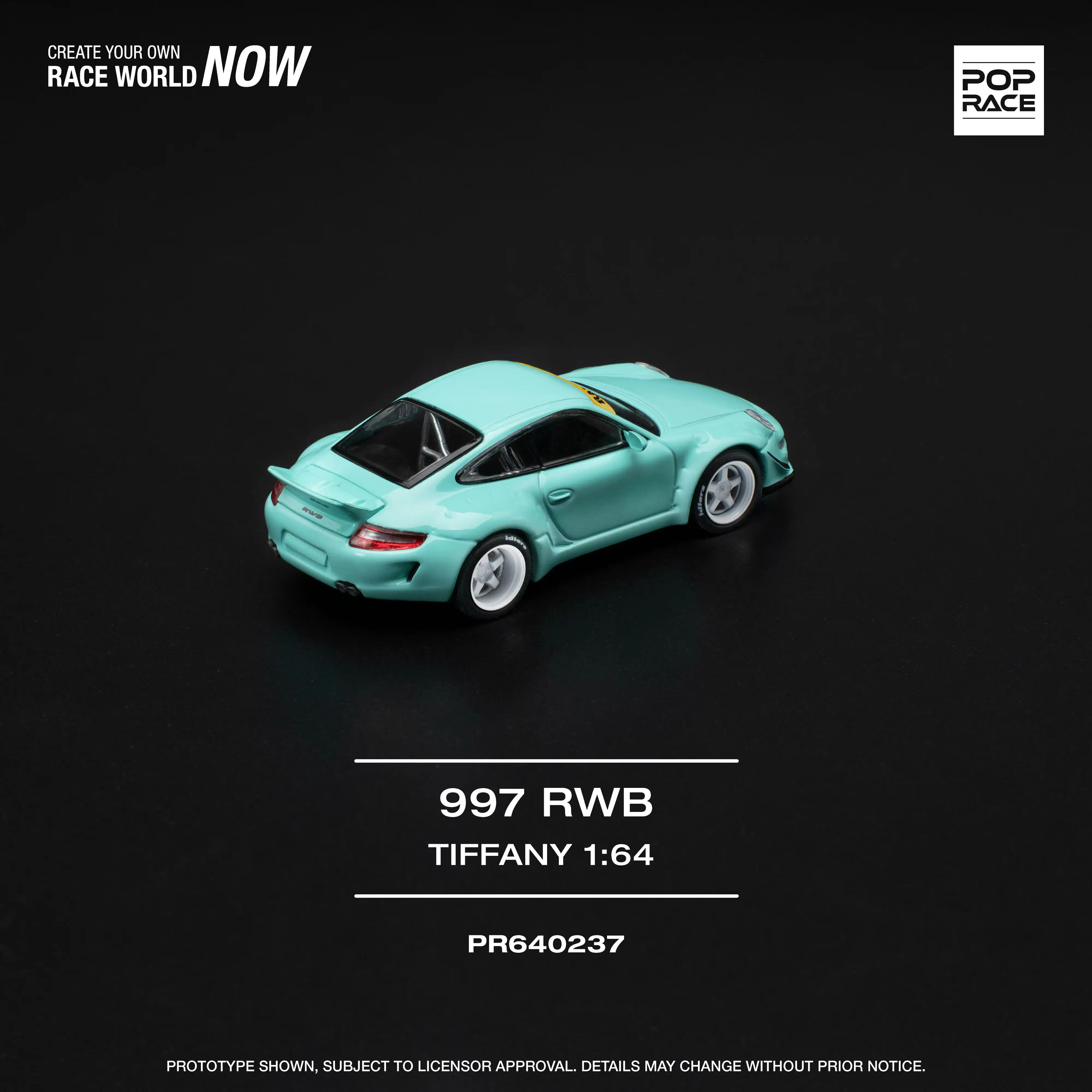 Pre-order *PopRace 1:64 RWB 997 TIFFANY BLUE Alloy Car Model - shipping in March