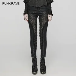 PUNK RAVE-mallas góticas de encaje exquisito para mujer, pantalones sexys ajustados con patrón brillante, ropa para mujer