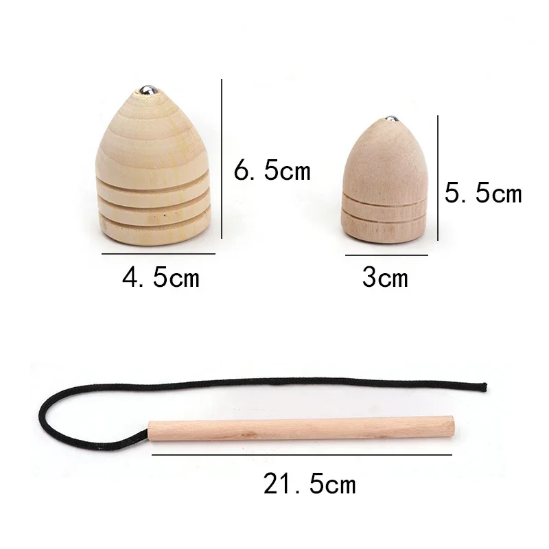 Fingertip Gyro Toy for Kids, Rotating Cone Shape, Whipping Wooden Toy, Chinese Traditional Toys, 1 Set