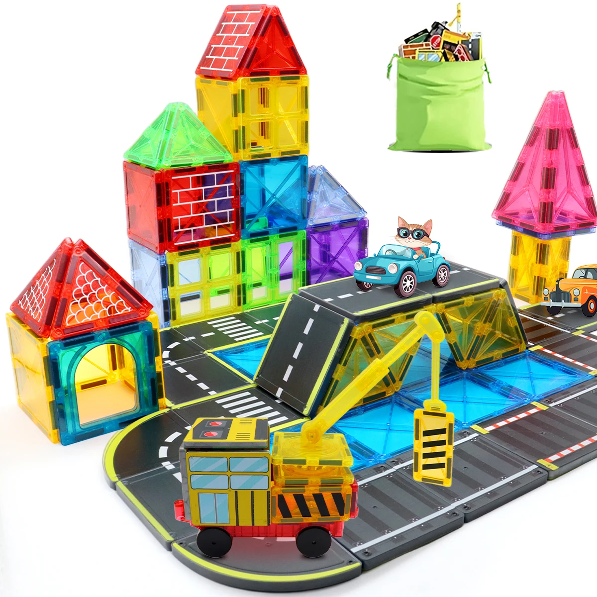 

Magnetic Building Road Assembly Set - STEM Magnetic Building Learning Sensory Children's Birthday Toy - Boys and Girls' Creative