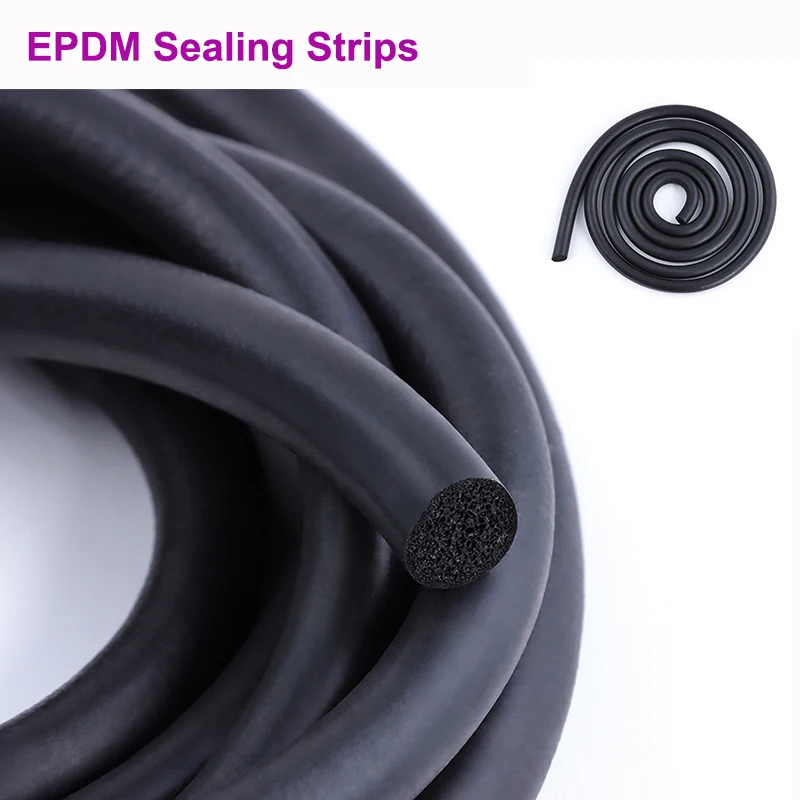 2/5m Black EPDM Sealling Strip 3/4/5/6/7/8/9/10/12/14/16/18/20mm Sound Proof Dustproof Foamed Rubber O Type Round Seal Strips