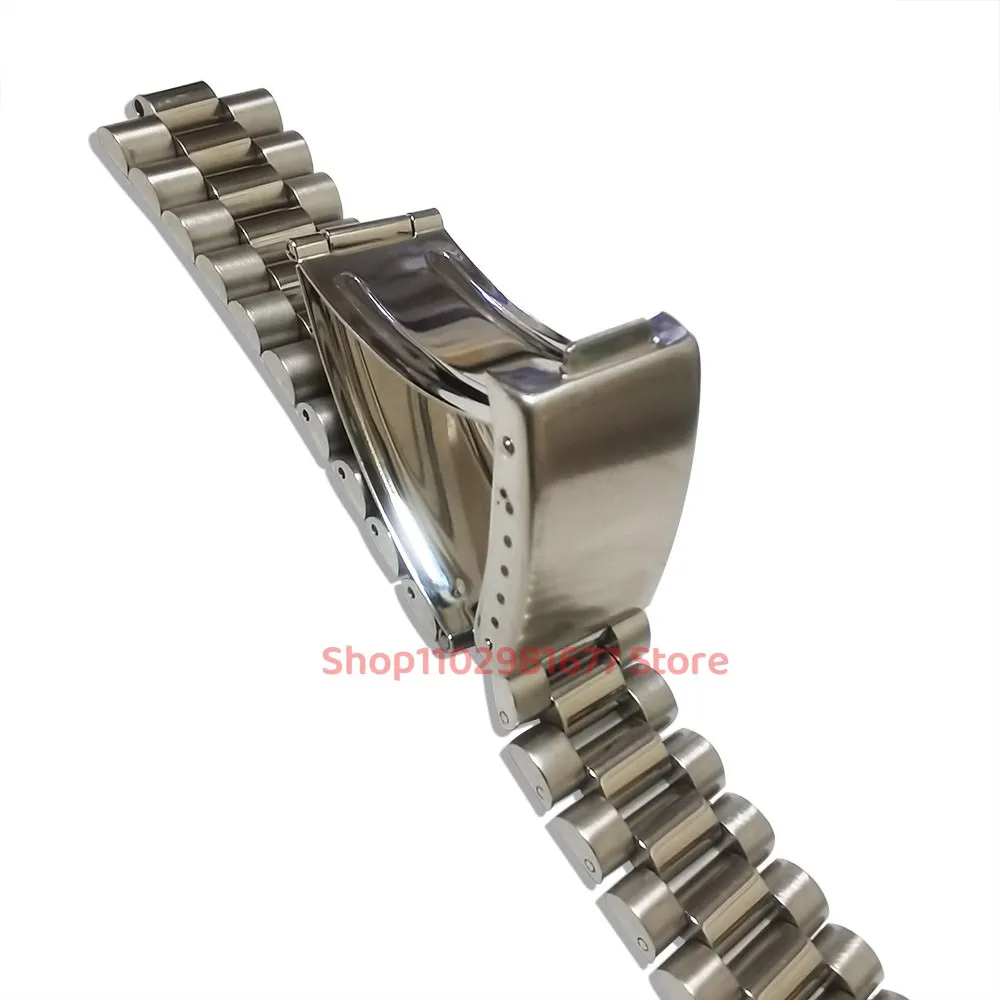 18mm 20mm Stianless Steel Vintage President Curved End Watch Strap Bracelet Fit for RLX SKX 5 Watch