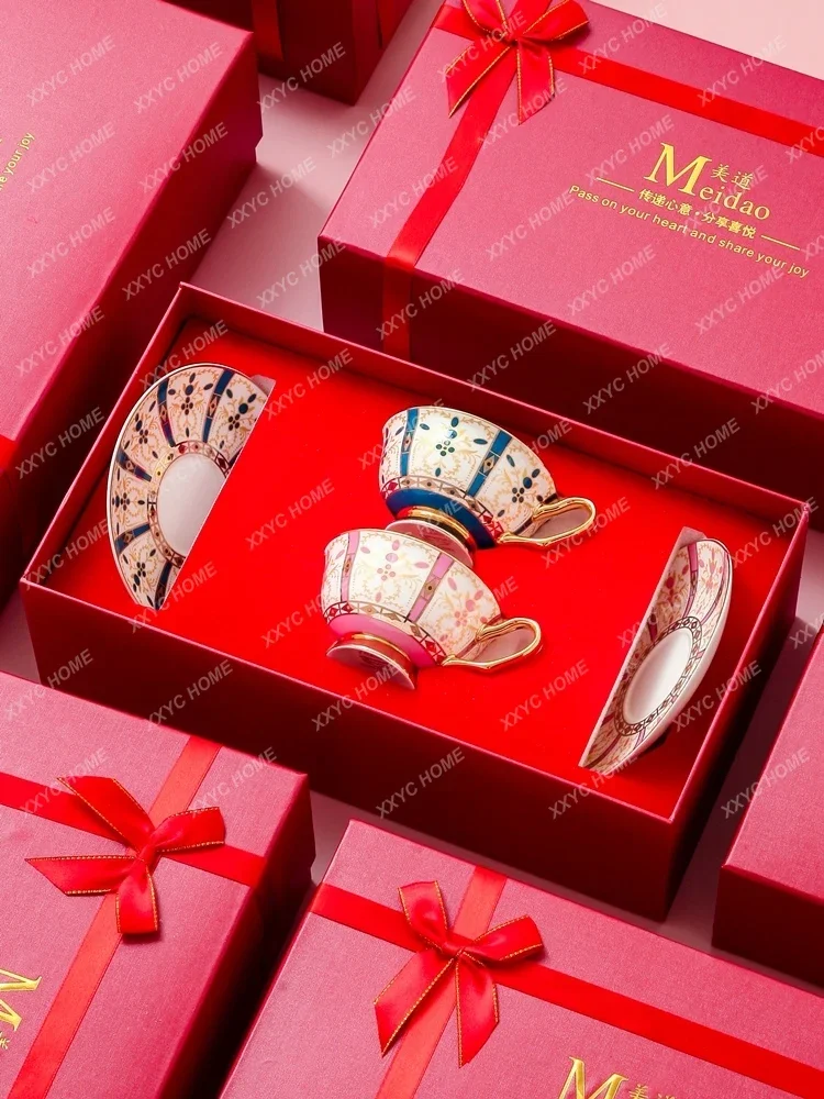 Bone China Coffee Cup Suit High-End Exquisite Couple Cup Gift