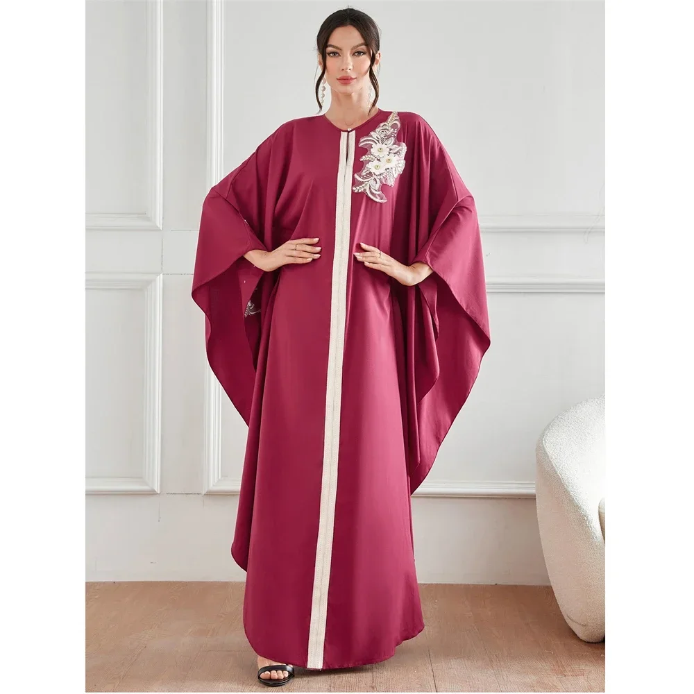 

New Muslim Women Batwing Sleeve Maxi Dress Kaftan Abaya Eid Ramadan Islamic Clothing Robe Gown Jalabiya African Dresses Jalabiya