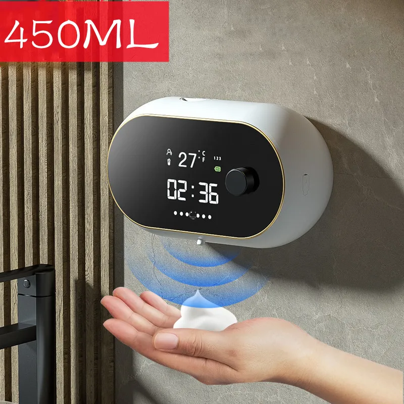 

Wall Mount Automatic Foam Soap Dispensers LED Temperature Display Electric Touchless Infrared Sensor Foam Machine Liquid Dispens