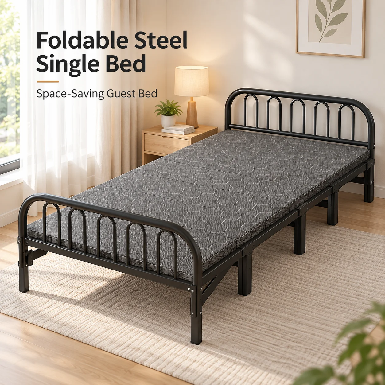 AOLIVIYA Portable Folding Bed Single Double Cot Sleeper Daybed Recliner Sofa Chair Lounger Ottoman Couch