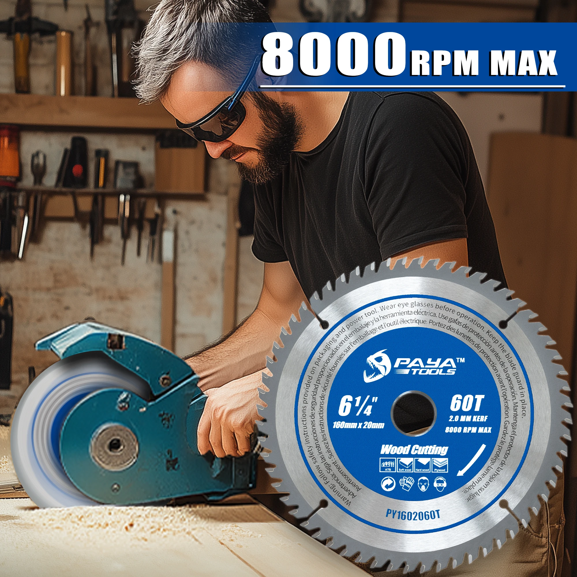 PAYA Various Sizes Wood Cutting Circular Saw Blades TCT ATB Framing Blade for Wood Cutting TÜV Rheinland Tested and Certified