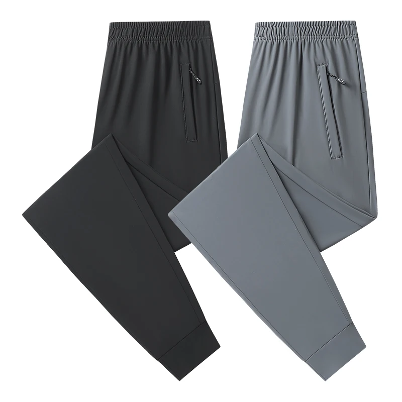 Summer Outdoor Running Fitness Sports Leisure Breathable Quick Drying Straight Leg Pants Men Fashionable Ice Silk Casual Pants