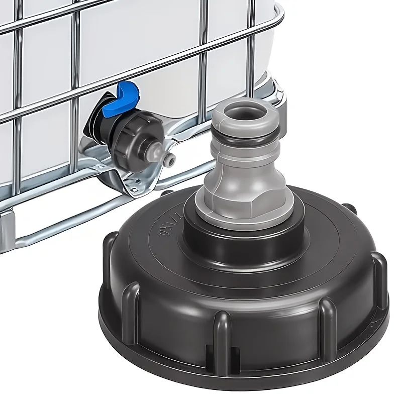 1set IBC Bucket Cap & Threaded Connector, Leak-Proof Quick Plug for RV Water Tank, Boost Liquid Transfer, Easy Transport.