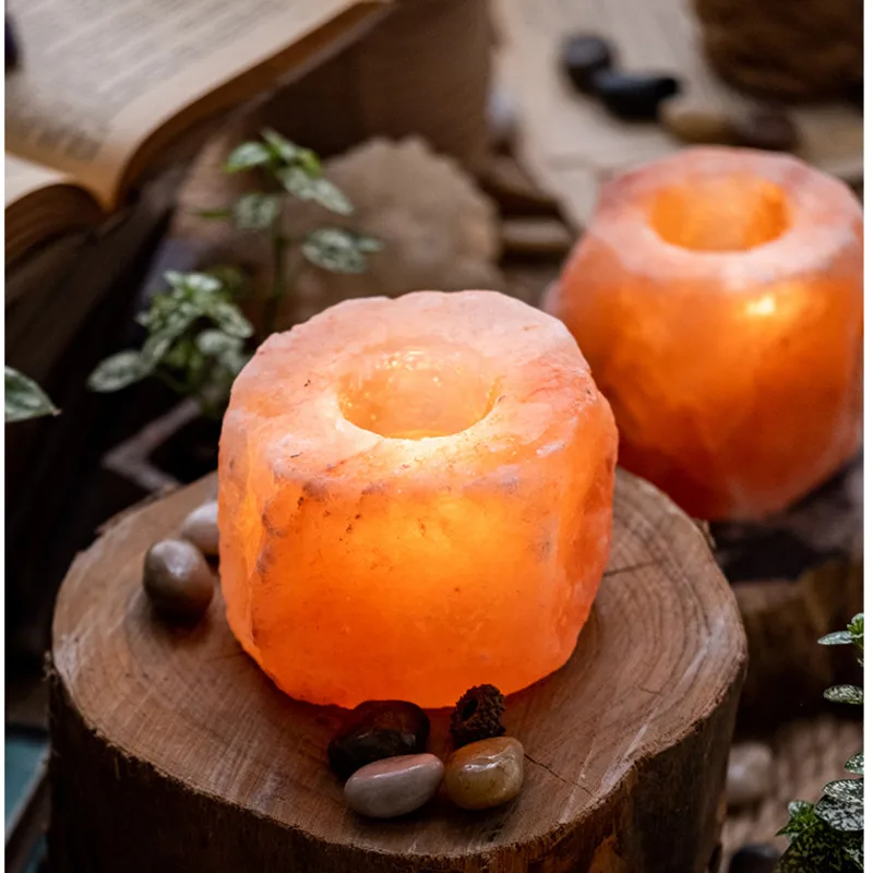 Natural Rose Mineral Salt Incense Holder Nordic Candle Stand Romantic Dinner Candlelight Lamp, Versatile Scene, Decorative Gifts