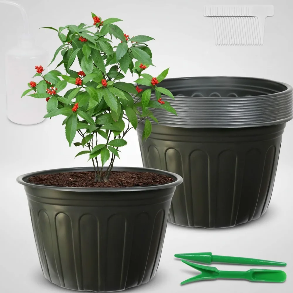 

12-Pack 5 Gallon Flexible Plant Pots, Thickened Soft Seed Starting Containers for Indoor Outdoor Gardening