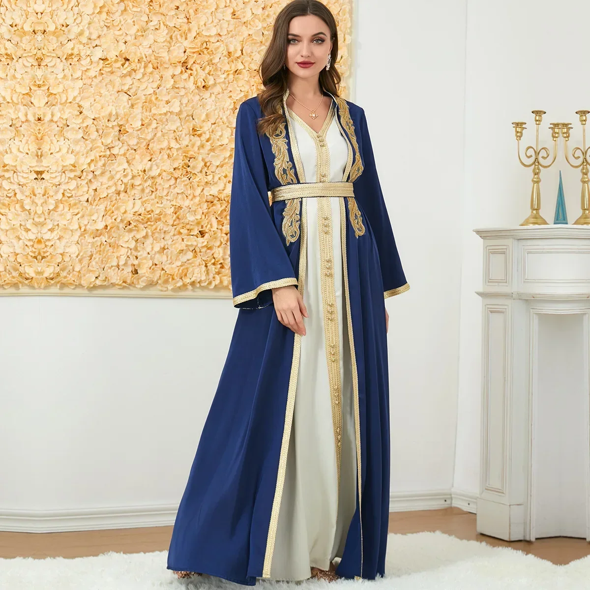 Imagem -05 - Abaya Vestido Kaftan de Mangas Compridas para Mulheres Roupas Femininas Outono e Inverno Casamento Dança Musical Novo Peças