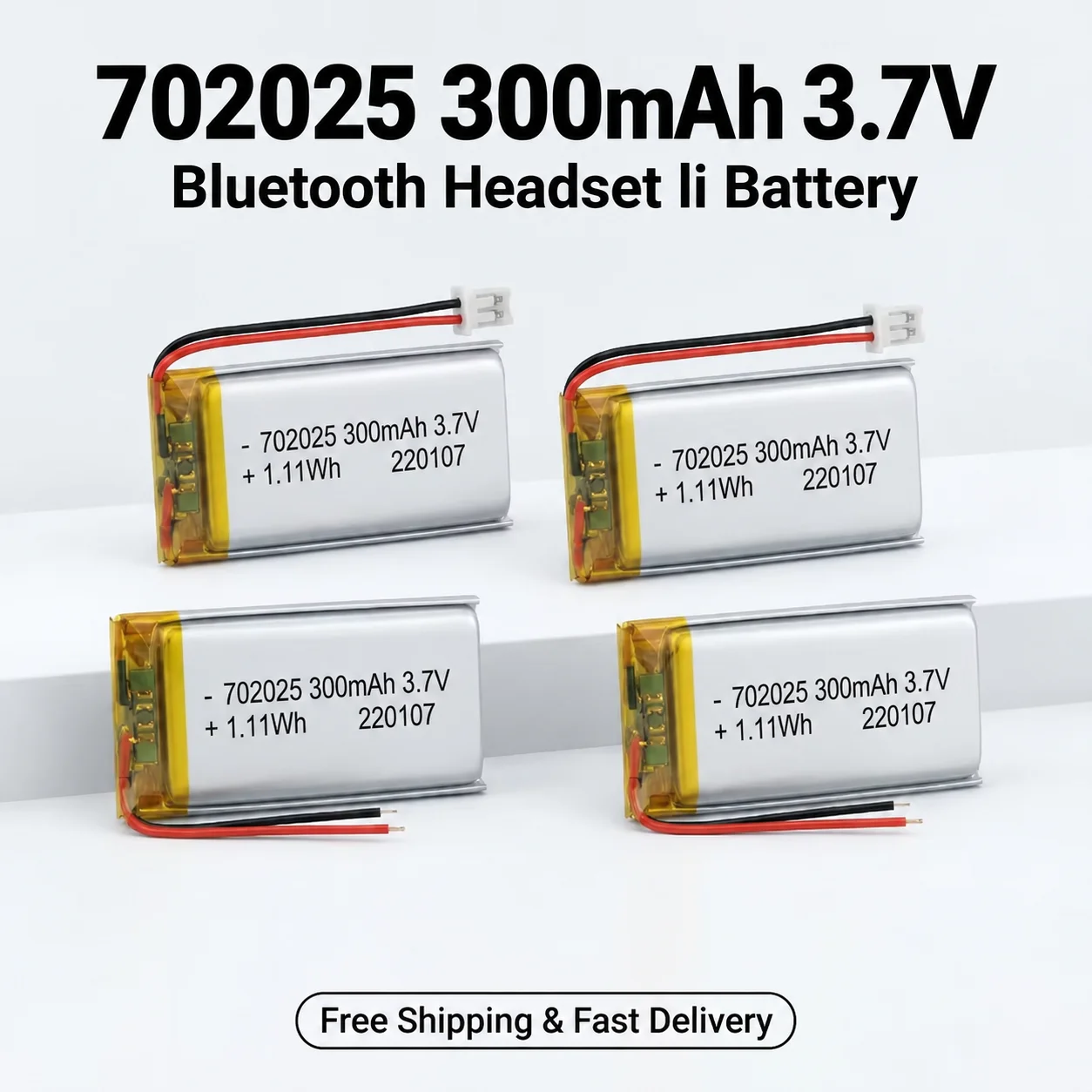 1-50pcs 3.7V 300mAh 702025 602025 Rechargeable Li-Polymer Battery For Bluetooth Headset Speaker Smart Watch Air Purifier Li-po