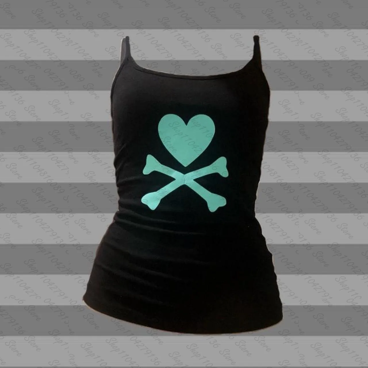Cute Print Women Goth Tank Tops Backless Low Cut Aesthetic Camisoles Sleeveless Fit Shirt Streetwear Crop Tops Y2k Clothes