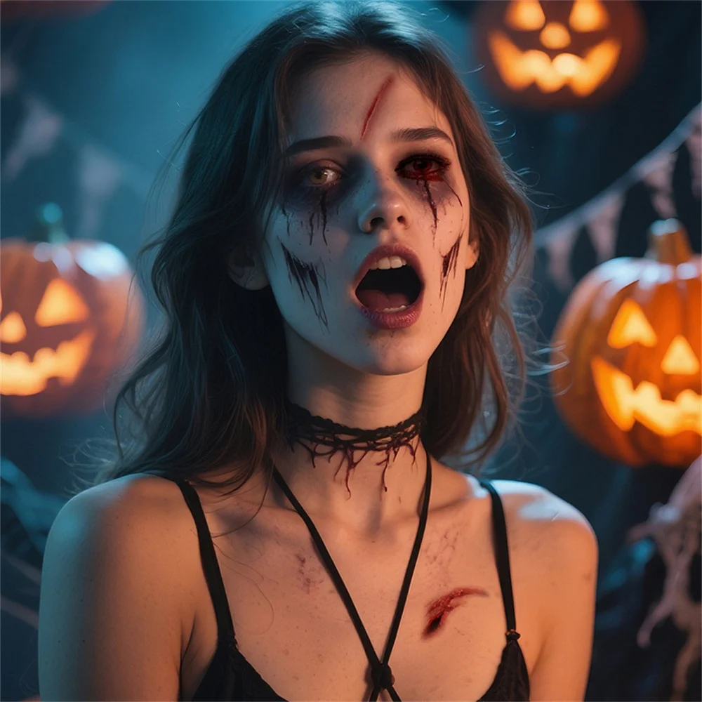 Calcomanías de cicatriz de maquillaje de Halloween, pegatinas temporales de punto de herida Gory con efectos sangrientos