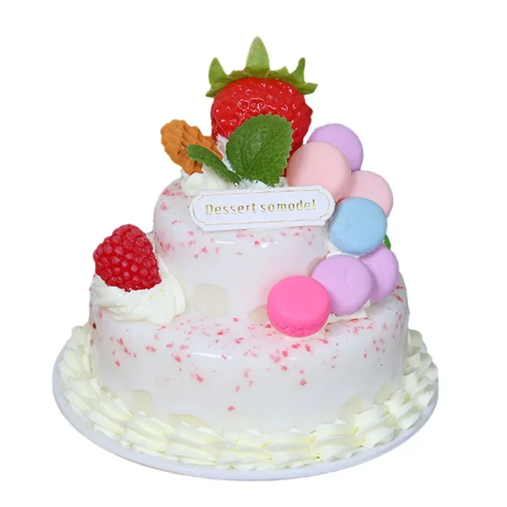 Simulated Multi-layer Birthday Cake Model Ornaments Fruit Strawberry Cake Valentine's Day Decortion Dessert Table Snack Decor