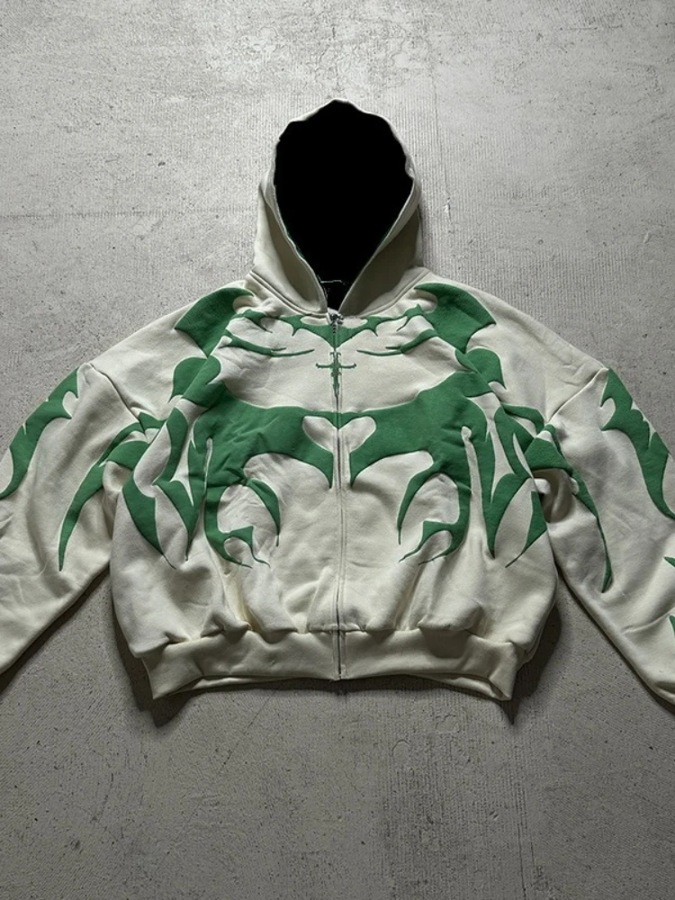 فاسق شارع العليا أزياء المدمرة نمط سستة هوديي الرجال متعدد جيب المطرزة ويسكي تصميم عارضة البلوز الخريف