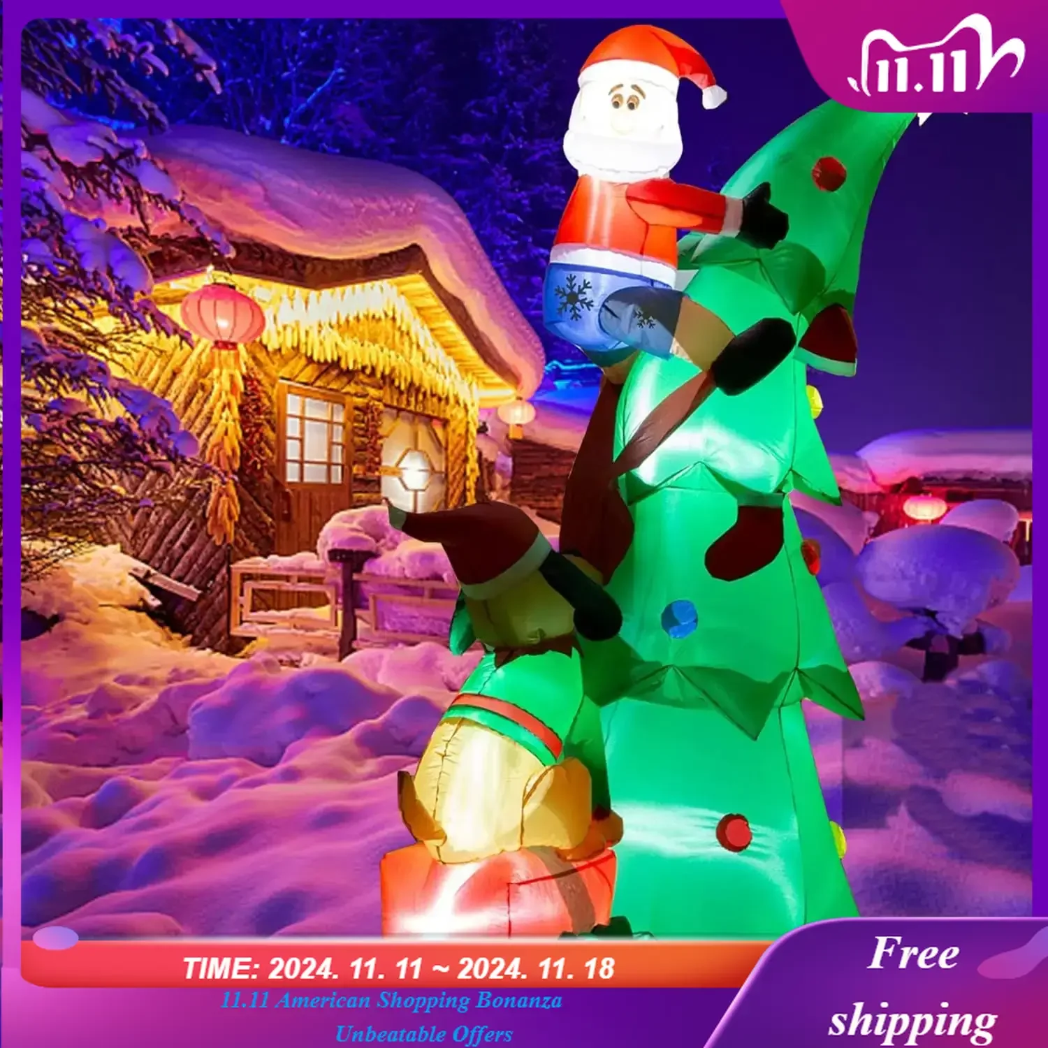 Funny Inflatable Christmas Tree, Blow Up Outdoor Christmas Inflatables Clearance with Led Light, 7FT