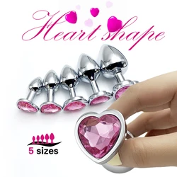 Heart Base Metal Anal Plug Stainless Beginner Butt Plug Masturbation Stimulator Tool Sex Massager Adult Sex Toys For Man Women