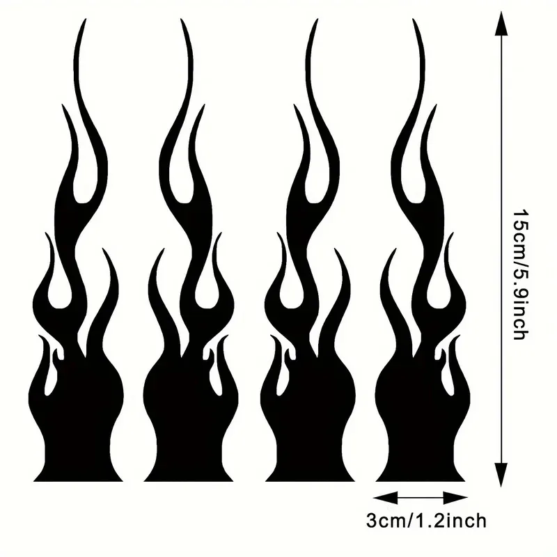 4 قطع/مجموعة من ملصقات ديكور اللهب - للدراجات النارية والخوذات وألواح التزلج والدراجات البخارية، أضف نمطًا رياضيًا إلى معدتك