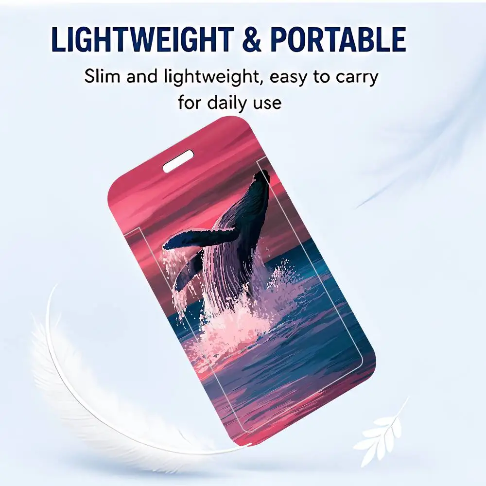 Whale Clear ID Card Holder Lanyard Neck Strap Badge Case Door Credit Card Protector Daily Gift