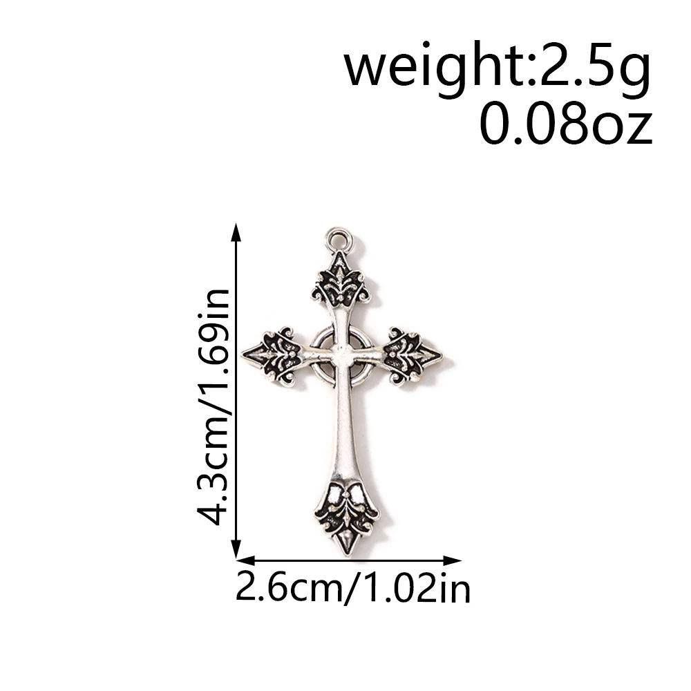 Leslie 10 Stück 26*43mm Religiöse Retro Versilberte Kreuzanhänger für DIY Anhänger Halskette Armband Schmuckherstellung Zubehör – Detail 6