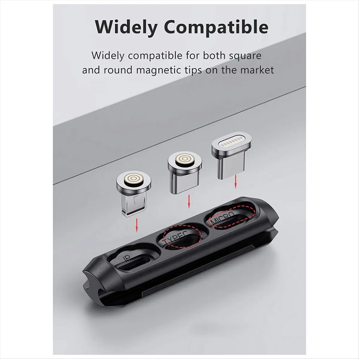 (A32M) 3 in 1 Magnetic Plugs Storage Box Magnet Cable Micro-USB Type C Plugs Case Portable Magnetic Head Anti-Lost Storage
