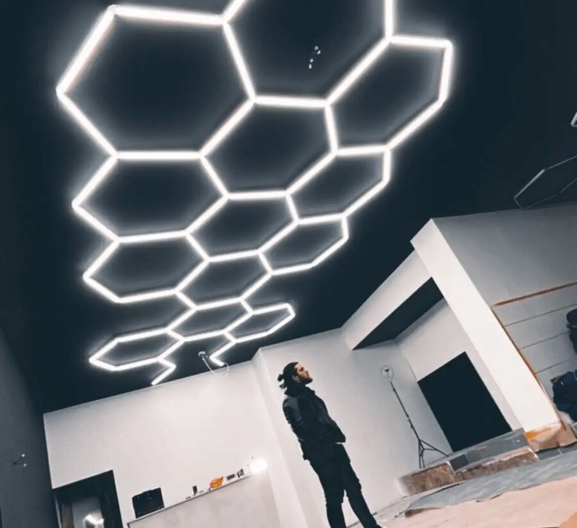 LED Honeycomb Hexagon Light, Energy Saving, Reparação Automática, Loja de Manutenção, Loja de Detalhamento Automóvel, Teto, 110V-240V