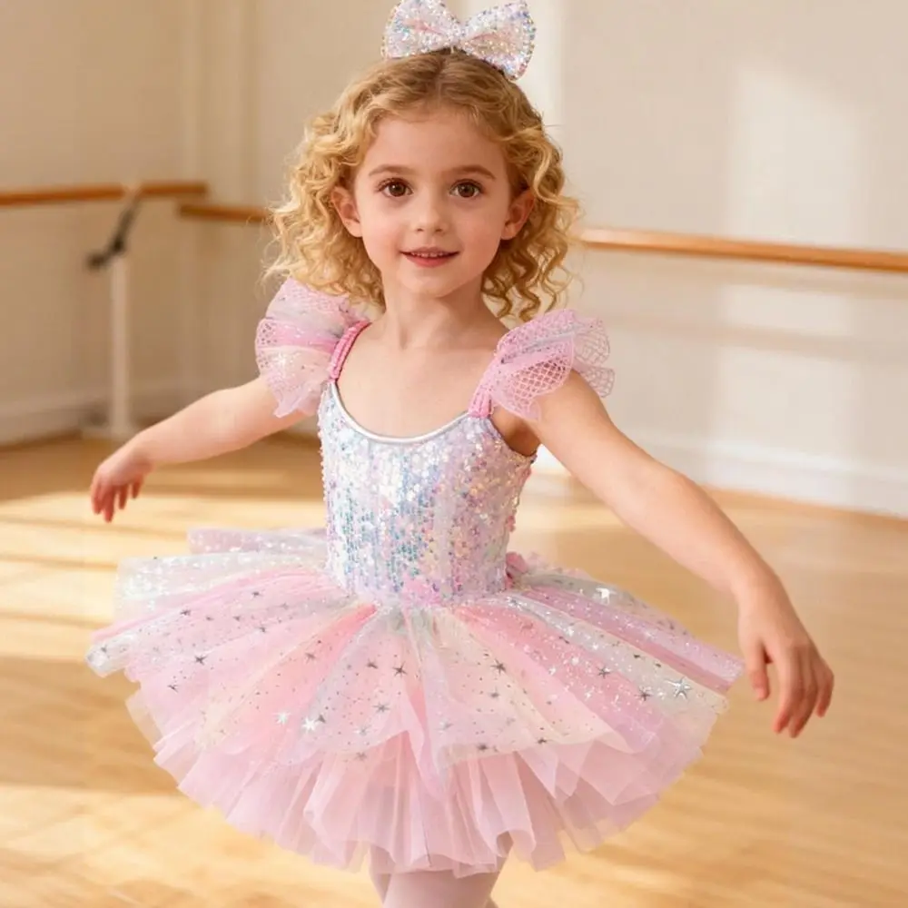 Fashion Sequin Kids Ballet Dress Puffy Party Dress Ballet Tutu Modern Princess Dress Dance