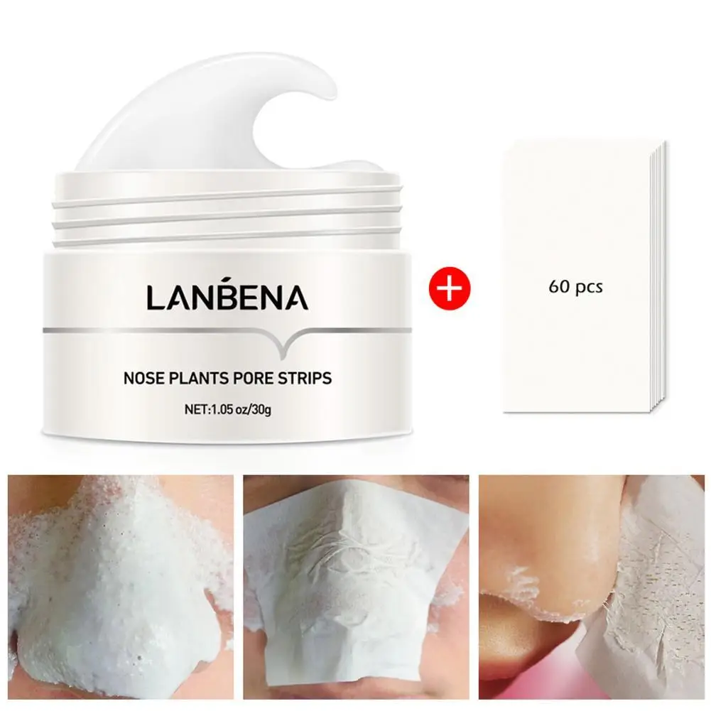 30g LANBENA Blackhead Remover Cream Paper Plant Pore Strips Nose Acne Cleansing Black Dots Peel Off Mud Mask Treatments Skin