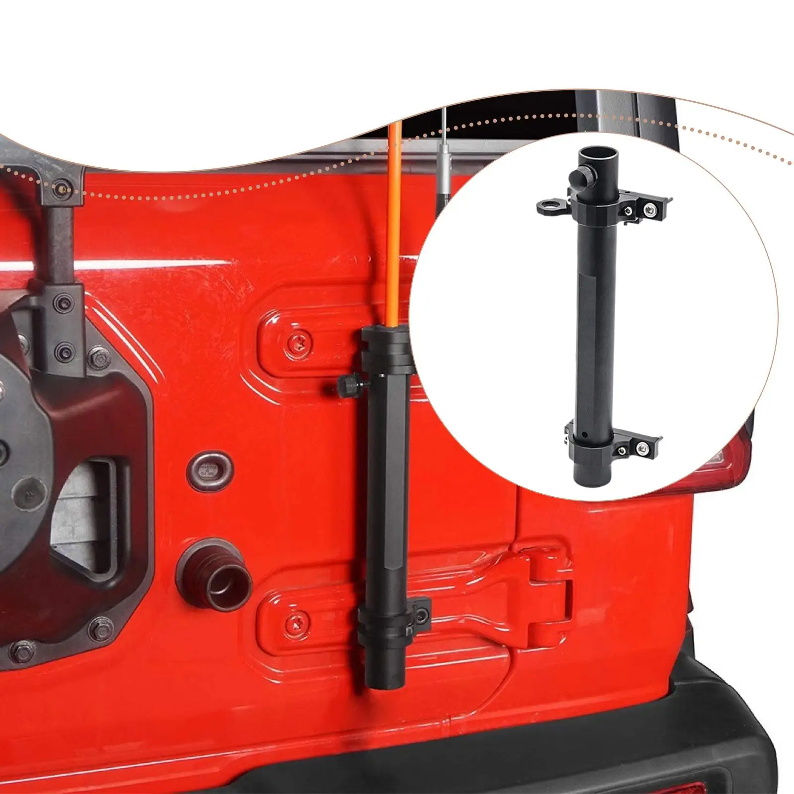 Aluminum Alloy Tailgate Flag Pole Holder Rear Antenna Light Mount Sturdy Installation for Jeep Wrangler JK JL