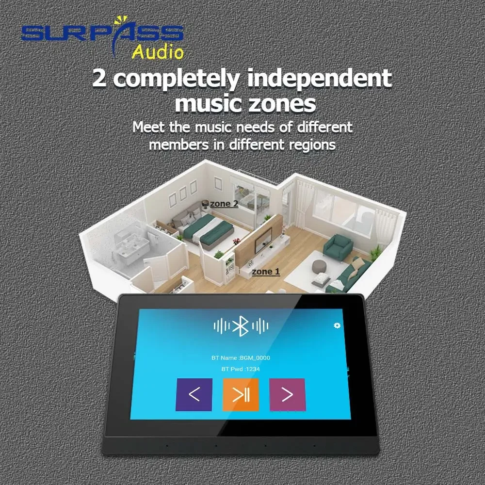 Home Theater Smart Audio WiFi Bluetooth Touch Screen Android11 Wall Amplifier Two Zone with HiFi Coaxial Speaker Set for Kitchen