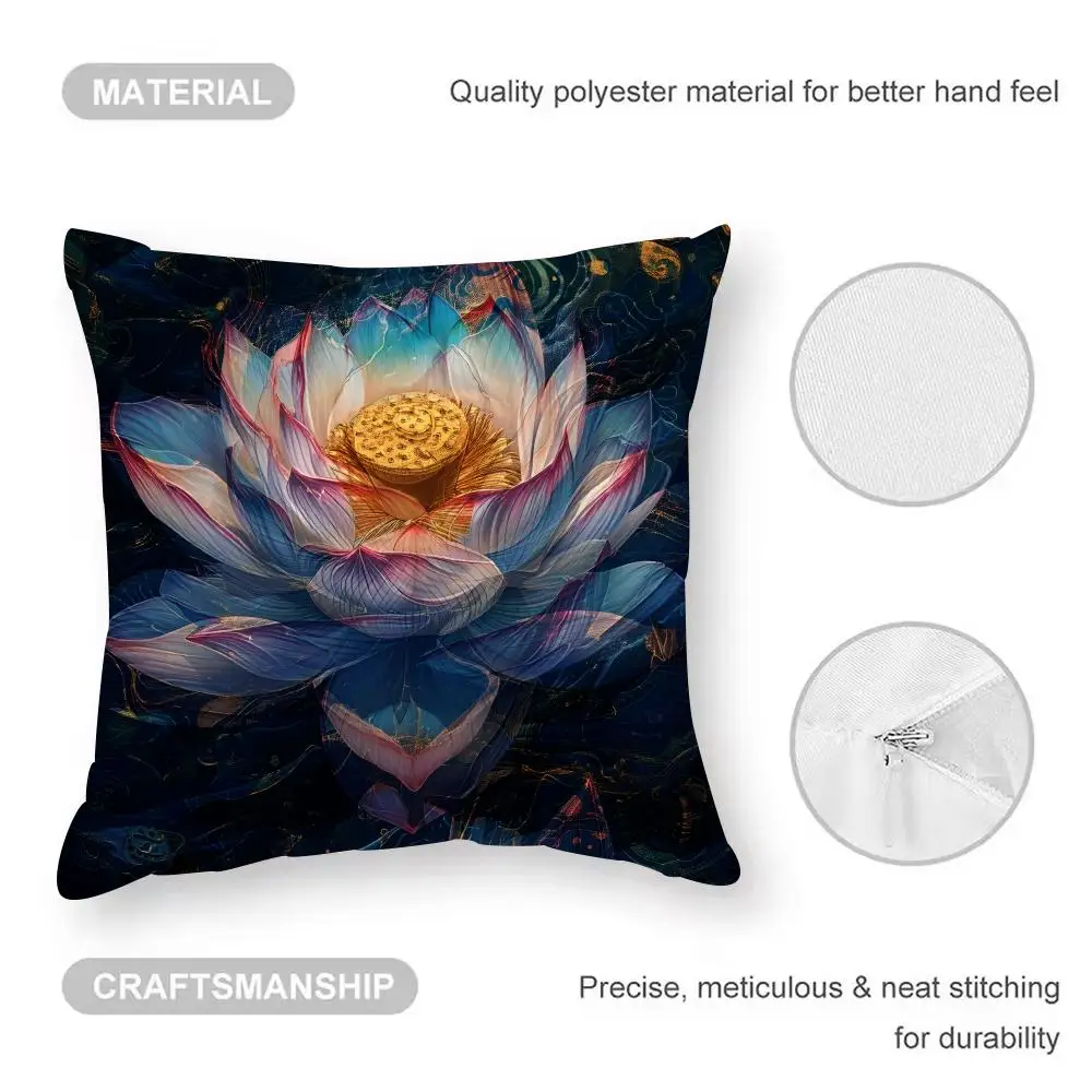 Lotus Flower Cushion Cover Anti-dustmite Pillowcase Invisible zipper silky short plush Sofa cushion cover