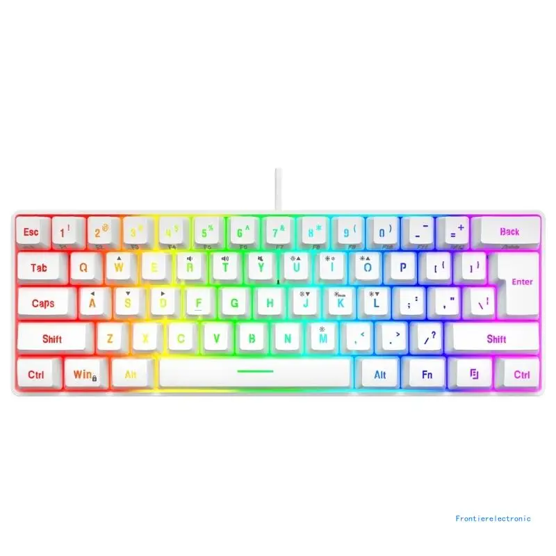 V700-Wired Gaming Keyboard 61 Keys Multi-Color RGB Illuminated LED Backlit Quick-Response Ultra-Compact DropShipping