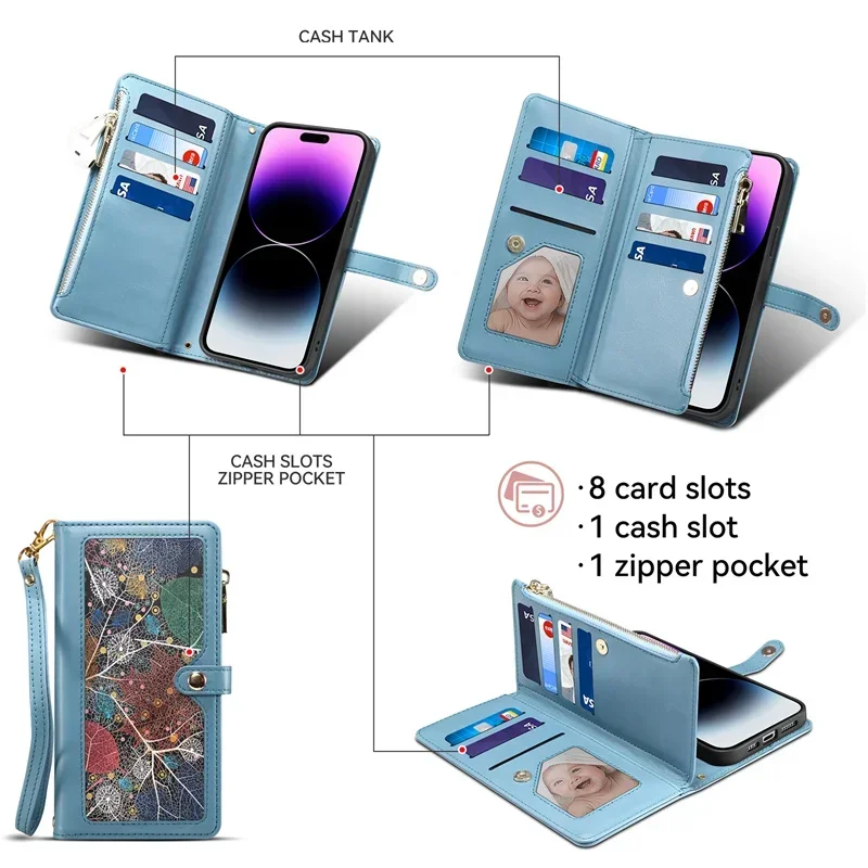 13 12T 11T 5G Crossbody Luxury Case For Xiaomi 14 Ultra Leather Flip Zipper Wallet Cover Mi 11 Lite 10T 9T 11 T 13 Pro 12X Etui