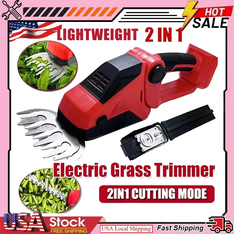 

Cordless Hedge Trimmer Electric Grass Trimmer 2-in-1 Bush Trimmer Grass Shears Garden Tools Fit Milwaukee 18V Battery