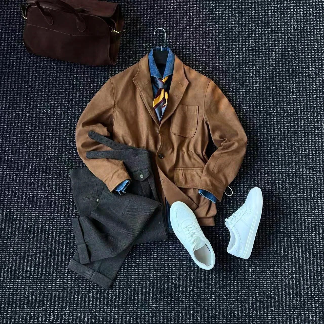 

Мужская винтажная куртка-жакет из замши Haute Couture TEDA для охоты, в стиле джентльмена