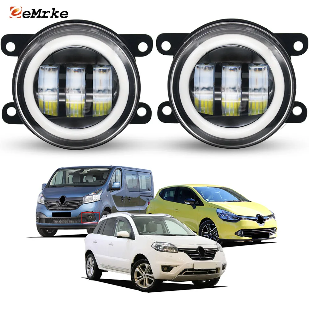 

30 Вт светодиодные противотуманные фары с линзой PTF для Renault Clio 4 Koleos Trafic III X82 Latitude Fluence Car DRL Halo указатель поворота Angel Eye Daylight