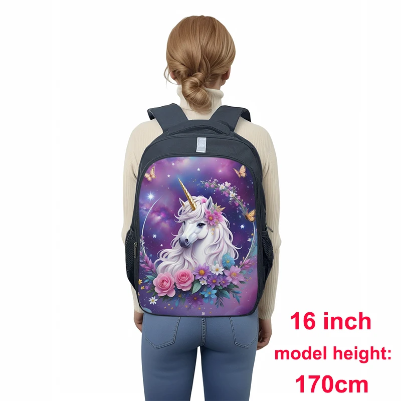 Cute Unicorn Flower Print Backpack for Teenager Girls Children School Bags Laptop Backpack Women Rucksack Student Book Bag