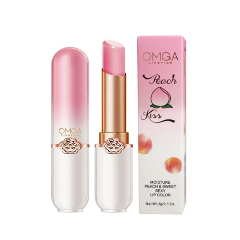 Mudança de temperatura Cristal Lip Balm, Hidratante Lip Gloss de Longa Duração Lip Gloss, Maquiagem Cuidados Reparação Cosméticos, Cor De Pêssego