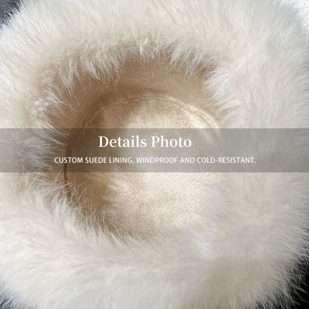 New Fluffy Fur Women\'s Winter Hat Warm Ear Protection Snow Ski Cap Female Faux Fox Fur Bomber Hat Windproof Russian Hat Bonnet