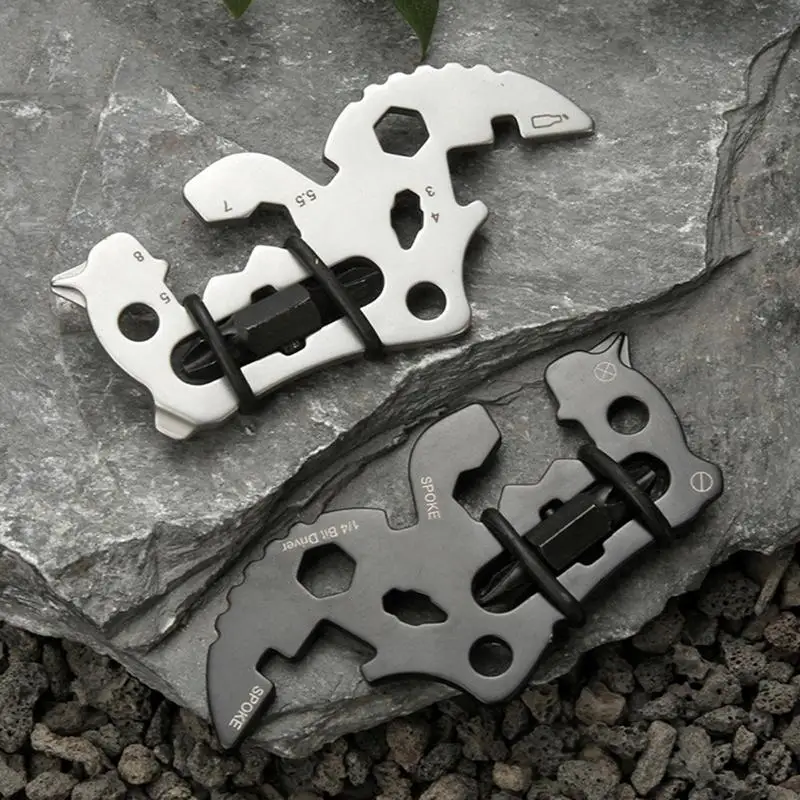 Wallet Multi Tools Stainless Steel Spoke Spanner 14 In 1 Tool Camping Gear Multipurpose Cool Gadget For Outdoor Activities