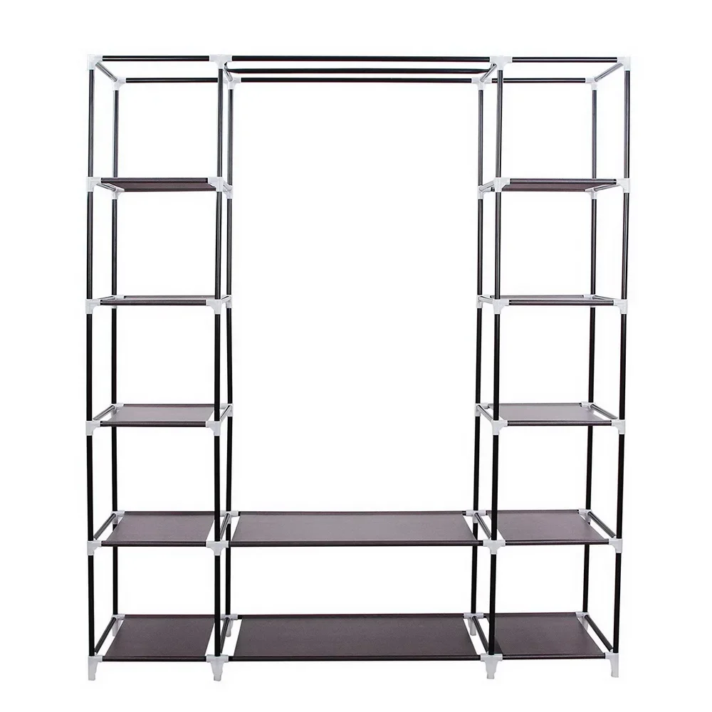 

69" Portable Clothes Closet Wardrobe Storage Organizer with Non-Woven Fabric Quick and Easy to Assemble Extra Strong