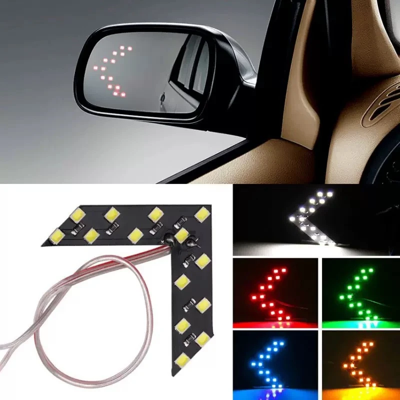 2x Car Styling LED Turn Signal Light Rear View Mirror Arrow Panels Indicator Light Rearview Mirror Signal bulb 12V 14 SMD Yellow