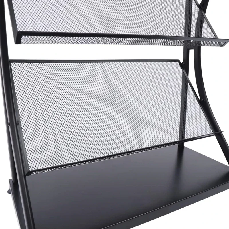 2026 4-Layer Floor-Standing Iron Newspaper Storage Rack Literature Magazine Rack Displays for Supermarket