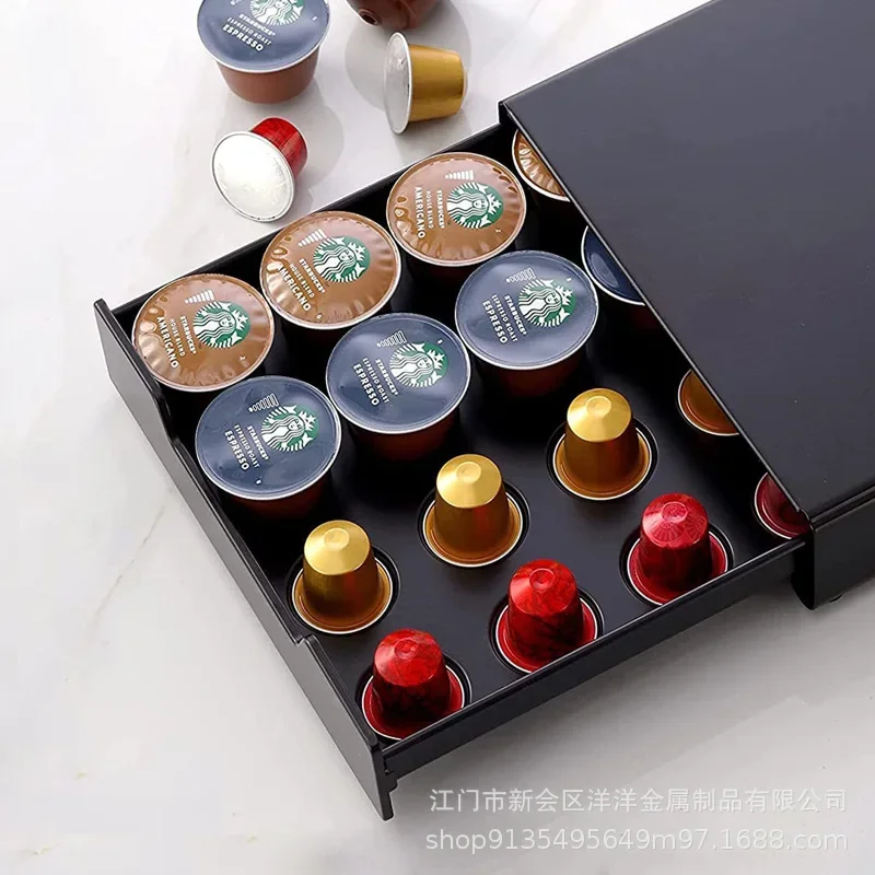 Coffee Capsule Storage Box Coffee Machine Base Bracket Home Office Coffee Capsule Iron Storage Drawer