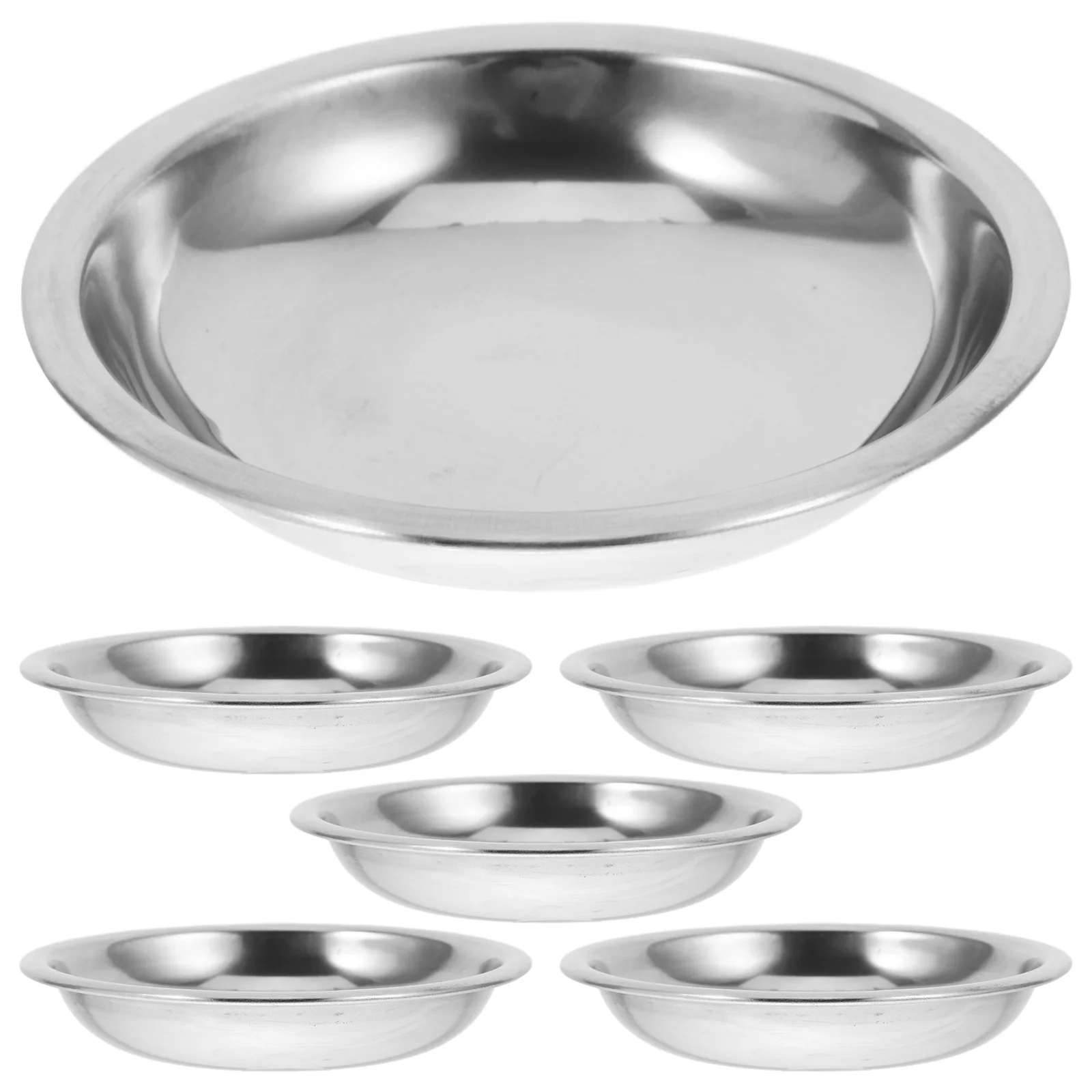 

6 Pcs Stainless Steel Plate Soy Sauce Dish Dipping Bowl Small For Cooking Metal Dishes Chip Serving Round