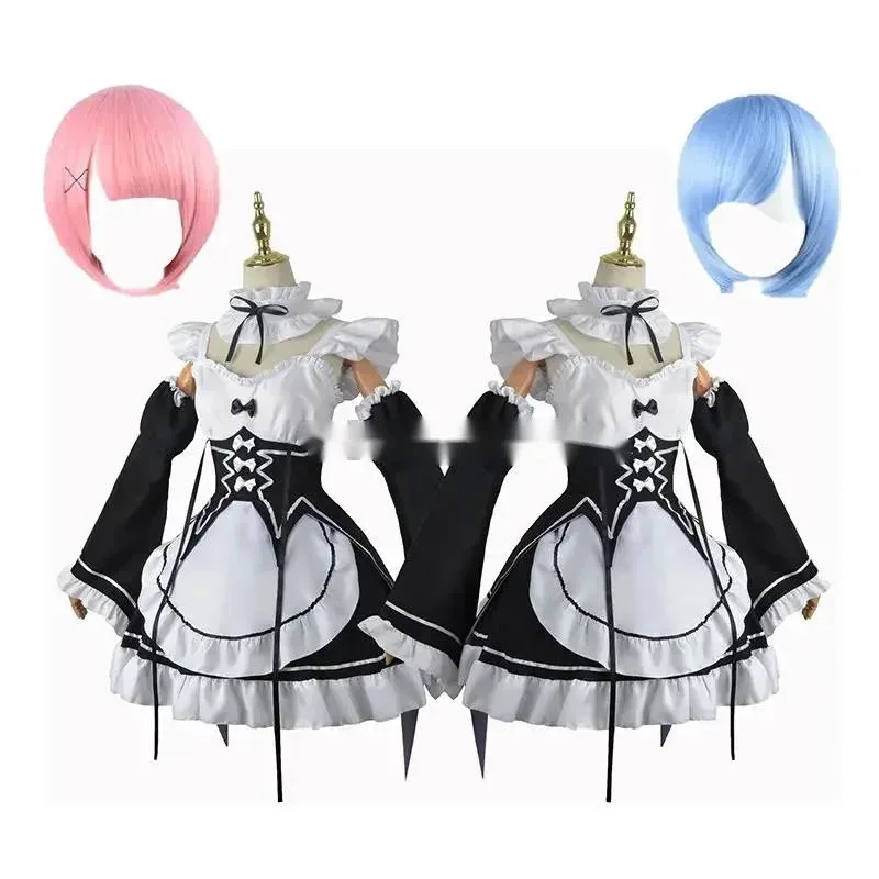 

Ram/REM cosplay re: zero Kara hajimeru isekai Seikai costumes dress headdress party suit anime maid dress costume