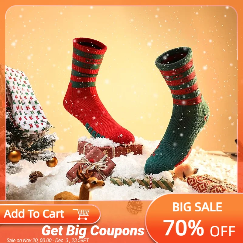 KELcloser-Chaussettes de Noël élastiques unisexes, haute qualité, mode, entraînement sportif, boîte cadeau limitée, hiver, 9302WZ5103